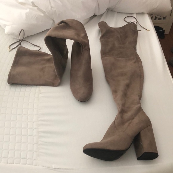 steve madden taupe over the knee boots